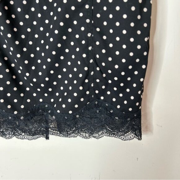 Victoria's Secret Polka Dot Mini Pencil Skirt High Rise Waist Lace trim Black 0 - Picture 6 of 14